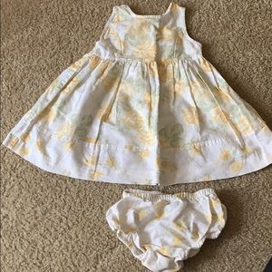 Baby gap yellow floral linen vintage dress